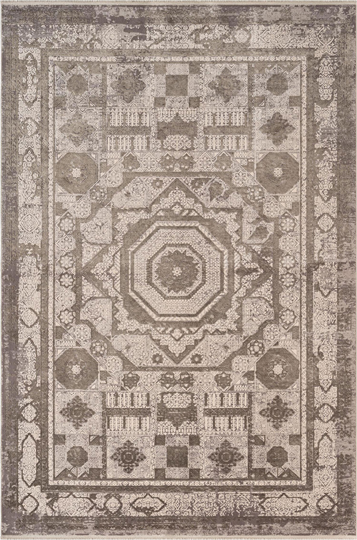 Art AT004G Gri Halı Modern Desen Triko Akrilik Viskon Boyama Yüksek Sıklık Ipek Serisi