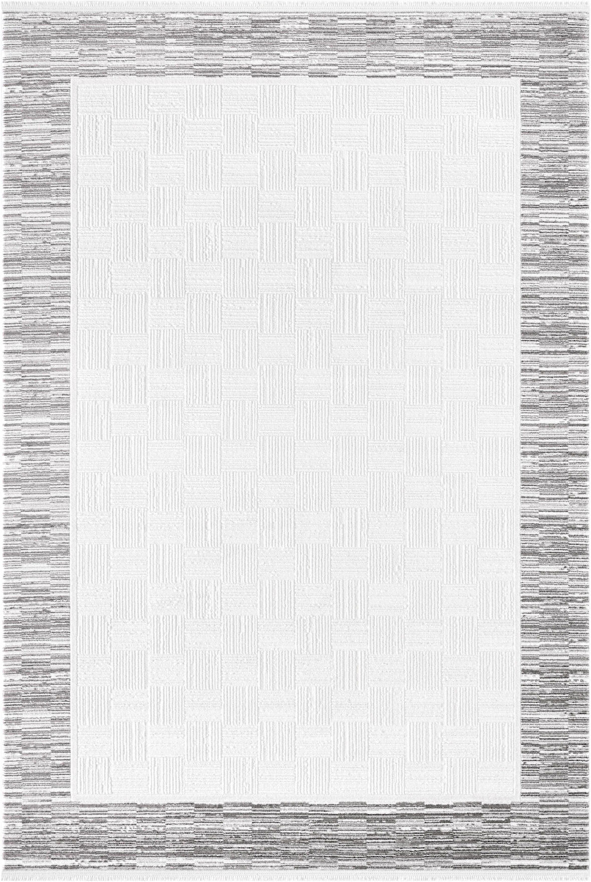 Jade JD003G Gri Halı Modern Çerçeve Desenli Triko Akrilik Pamuk Tabanlı Kaymaz Yumuşak Salon Halısı