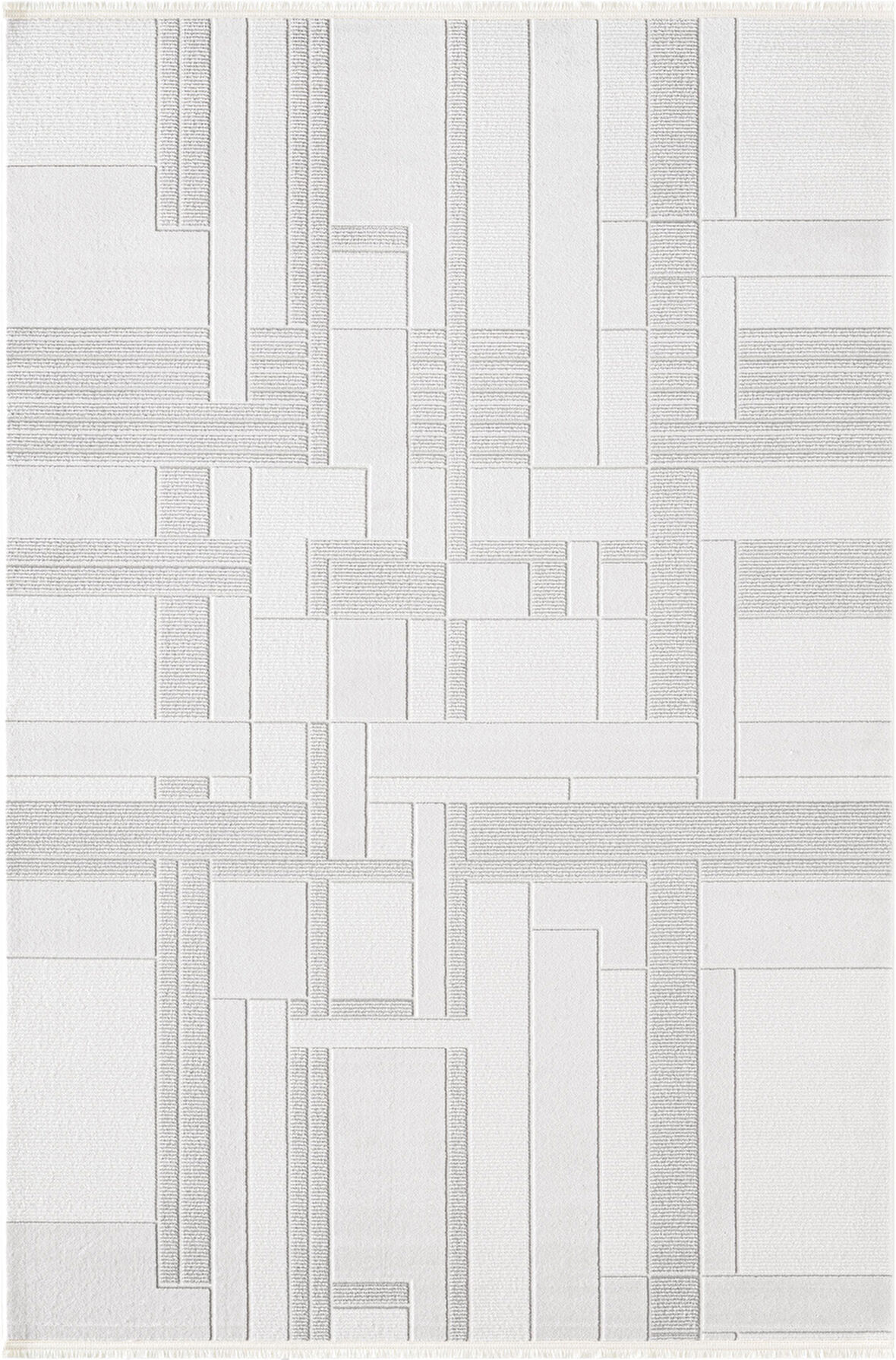 Jade JD010G Gri Halı Modern Geometrik Desenli Triko Akrilik Pamuk Tabanlı Kaymaz Salon Mutfak Halısı