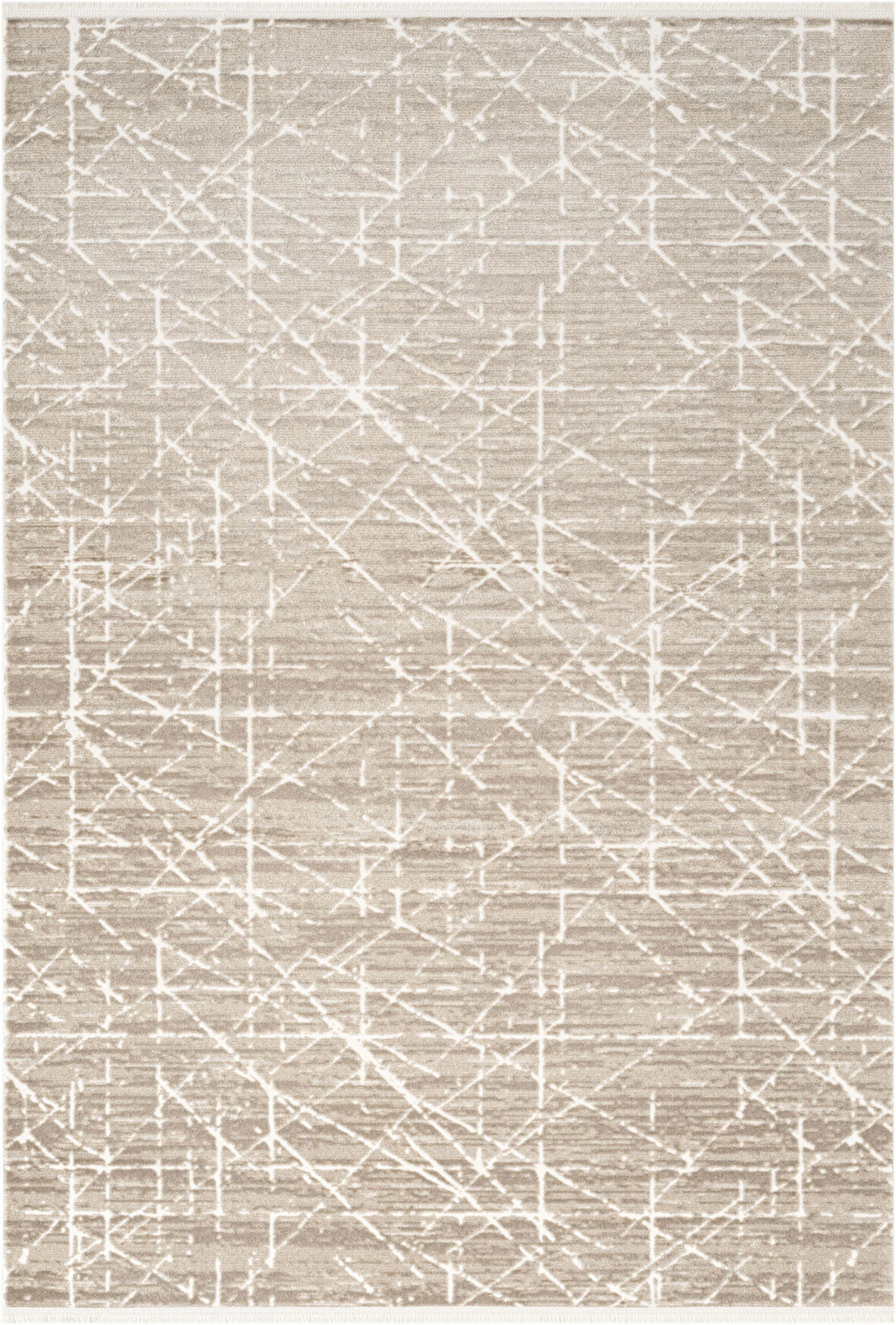 Jade JD012B Bej Halı Modern Geometrik Desenli Triko Akrilik Pamuk Tabanlı Kaymaz Salon Halısı