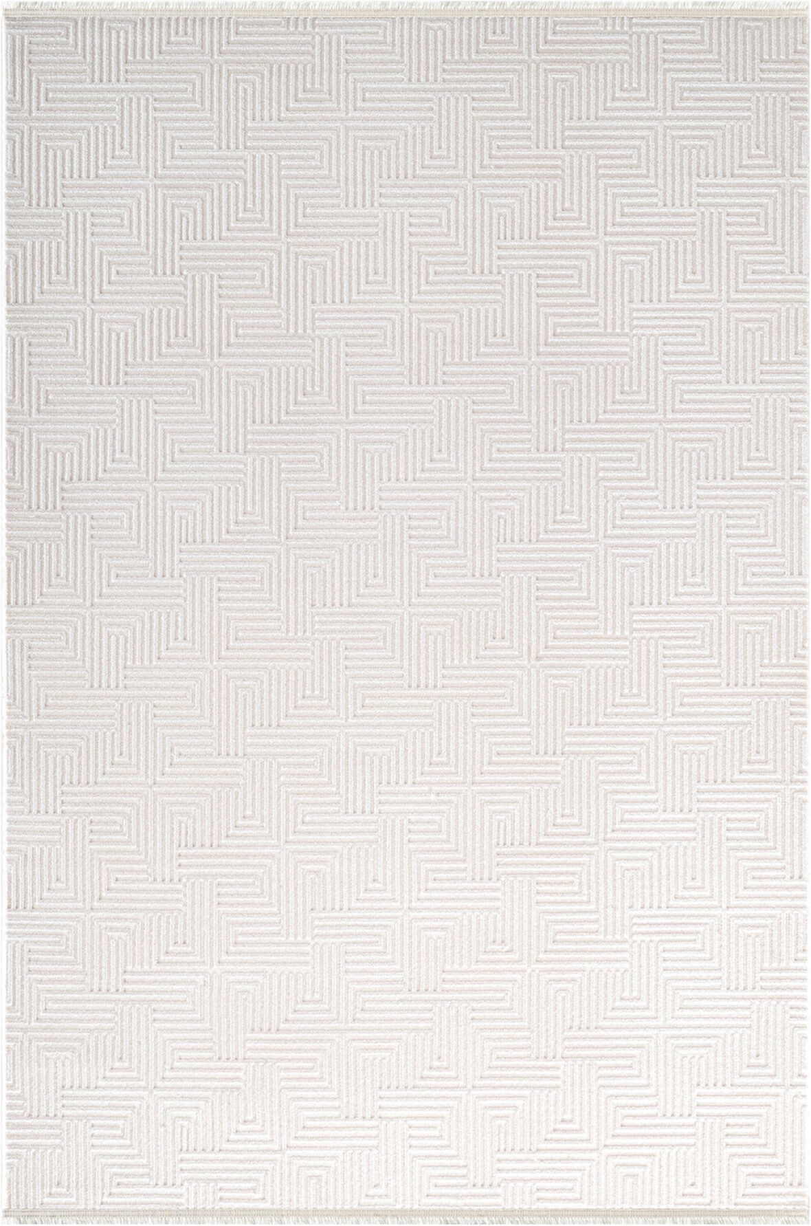 Jade JD013W Beyaz Halı Modern Desenli Triko Akrilik Pamuk Tabanlı Kaymaz Salon Oturma Odası Halısı