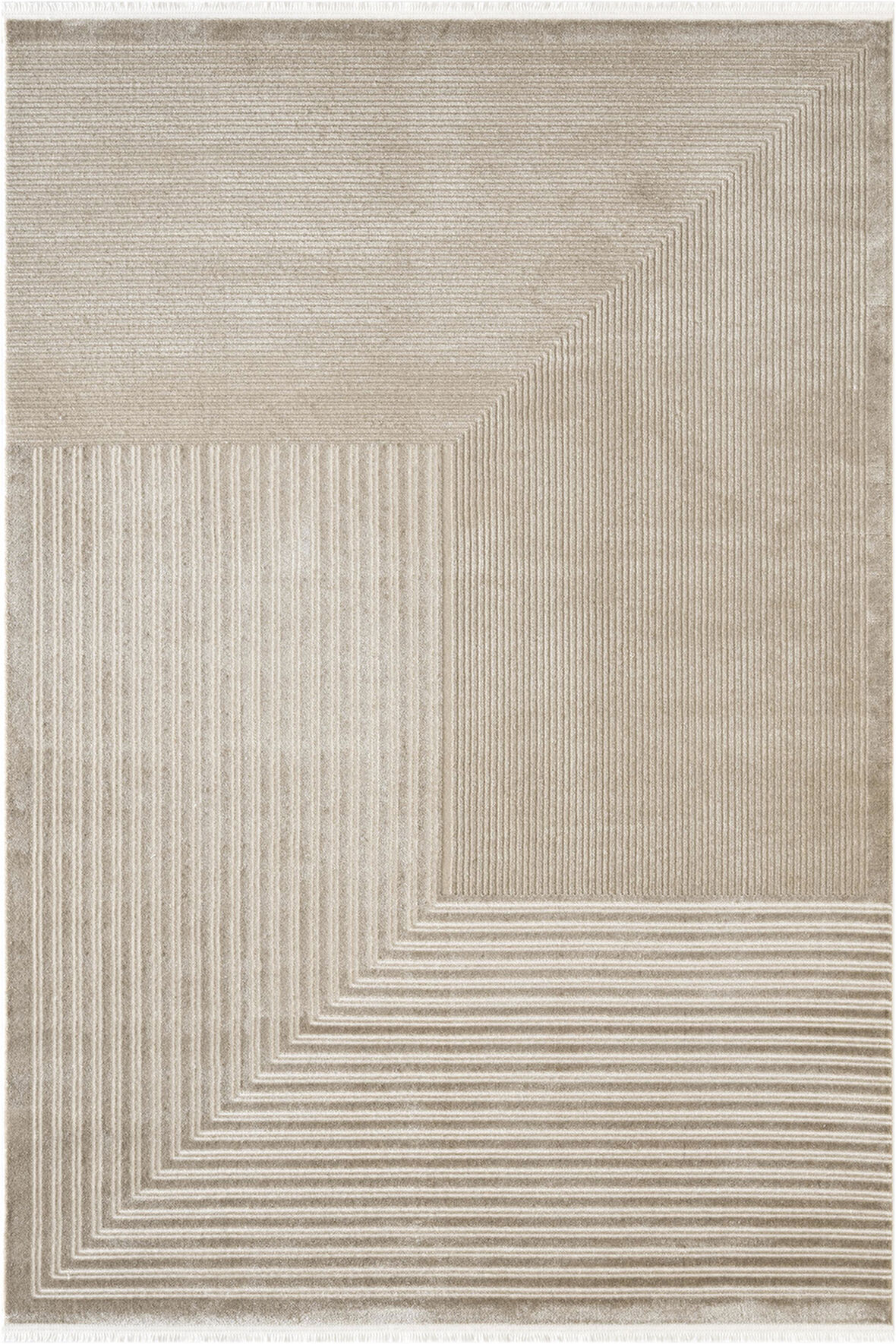 Jade JD016B Bej Halı Modern Geometrik Desenli Triko Akrilik Pamuk Tabanlı Kaymaz Salon Halısı