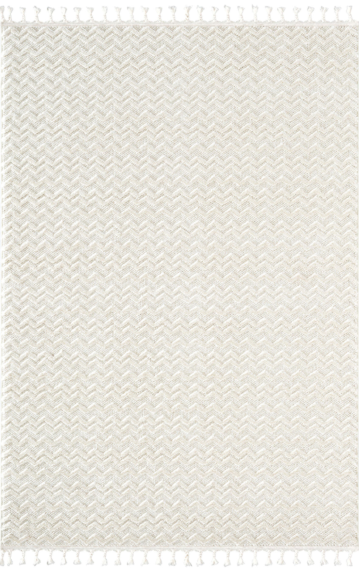 Wool WL009A Beyaz Modern Desen Kabartmalı Doku Pamuk Tabanlı Kaymaz Halı