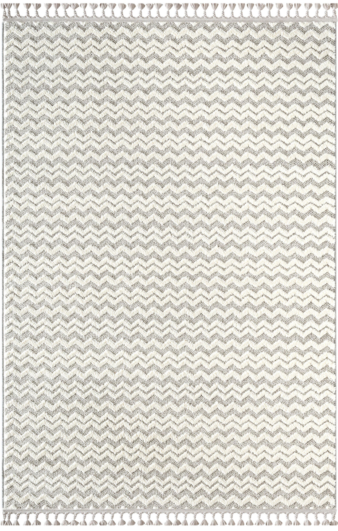 Wool WL011A Gri Beyaz Modern Desen Kabartmalı Doku Pamuk Tabanlı Kaymaz Halı