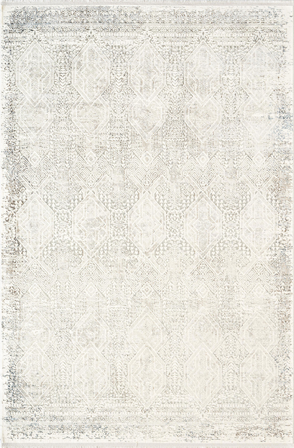  Zenith ZN027W Krem Modern Klasik Desen Parlak Yumuşak Kadife İnce Kaymaz Tabanlı Halı