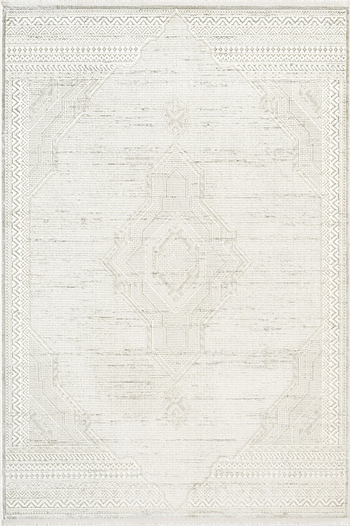 Zenith ZN028W Krem Modern Klasik Desen Parlak Yumuşak Kadife İnce Kaymaz Tabanlı Halı