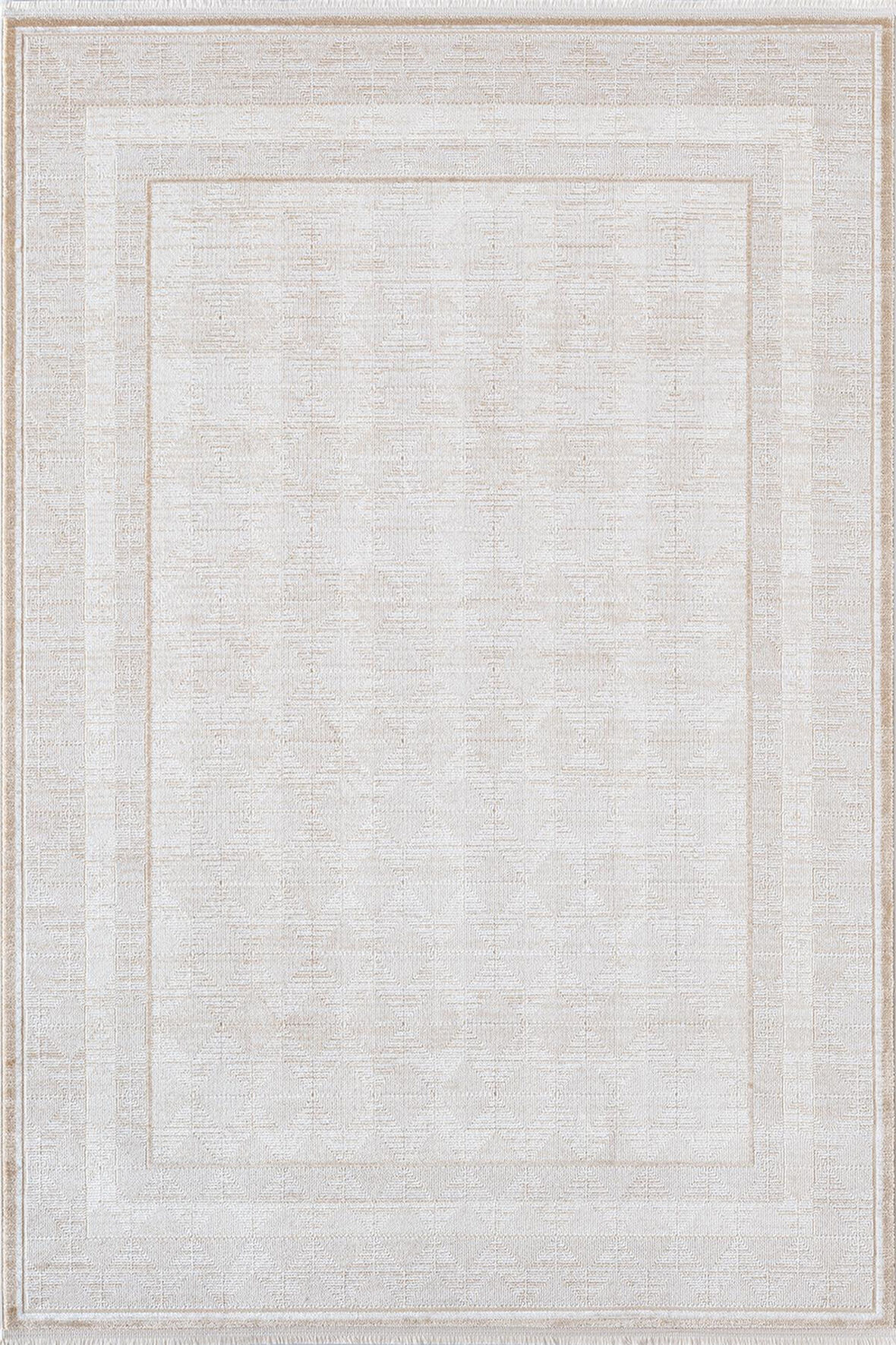 Merit MR011A Krem Halı Vizon Bej Rengi Geometrik Detaylı İnce Yumuşak Akrilik Modern Salon Halısı