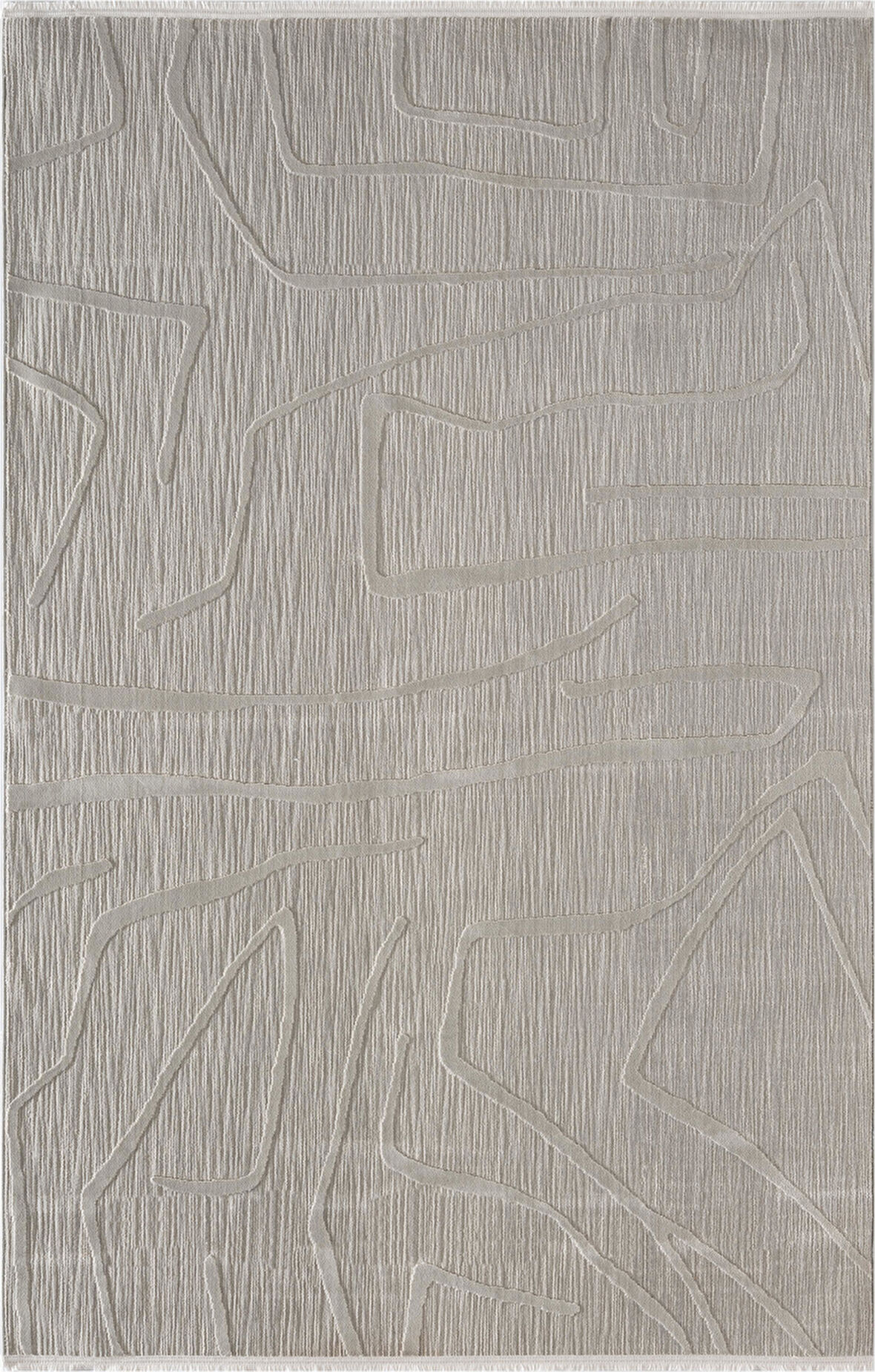 Sümer SM014G Gri Rengi Halı Çizgi Desenli Dekoratif Modern Antialerjik Salon Mutfak Halısı