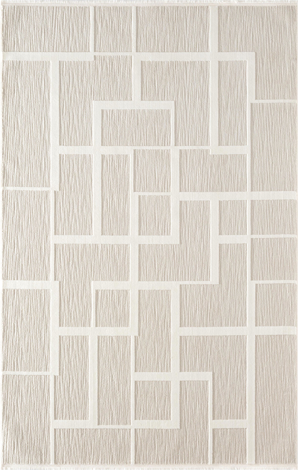 Sümer Sm015a Krem Renkli Halı Çizgi Desenli Dekoratif Modern Antialerjik Salon Mutfak Halısı