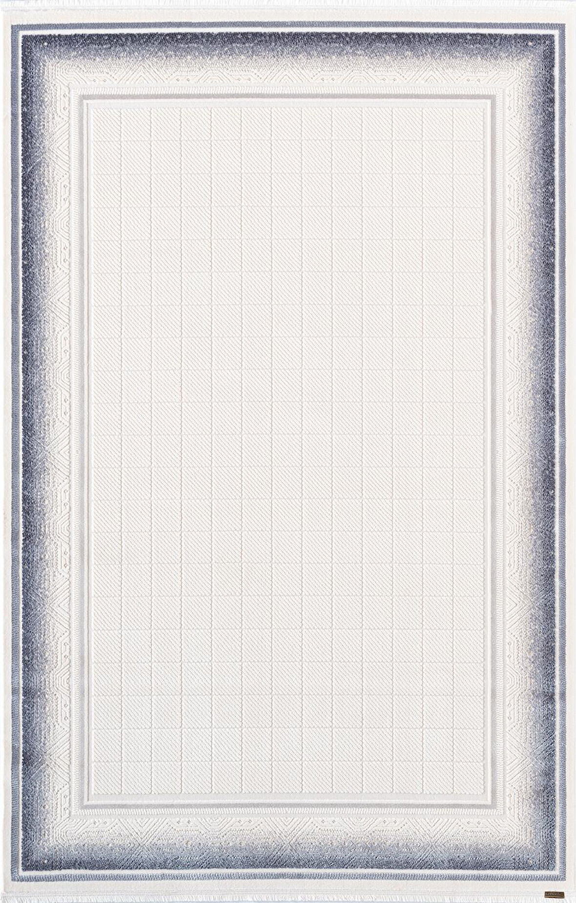 Truva TV032M Krem Rengi Halı Lacivert Geometrik Detaylı Akrilik Yumuşak Salon Halısı