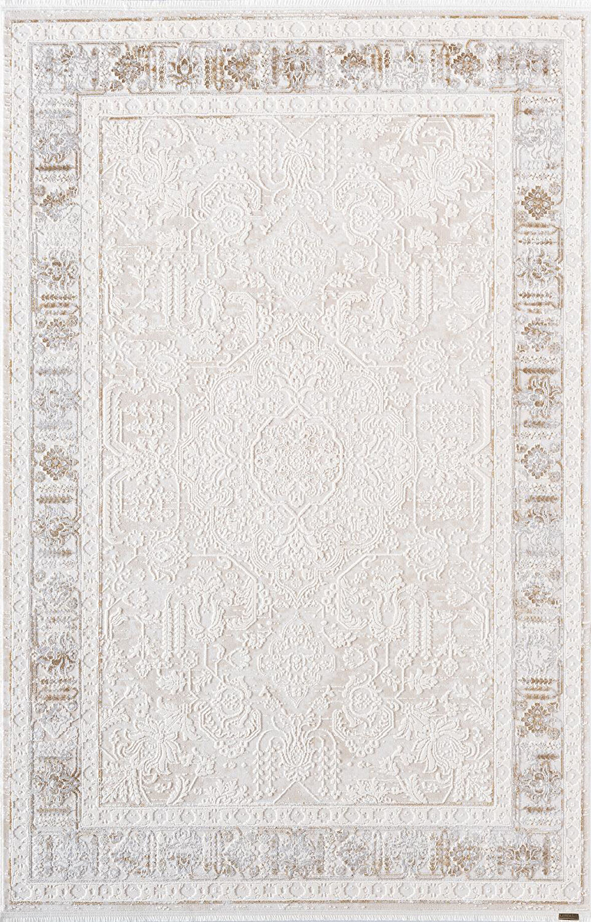 Truva TV034S Krem Halı Vizon Bej Detaylı Modern Klasik Akrilik Yumuşak Salon Oturma Odası Halısı