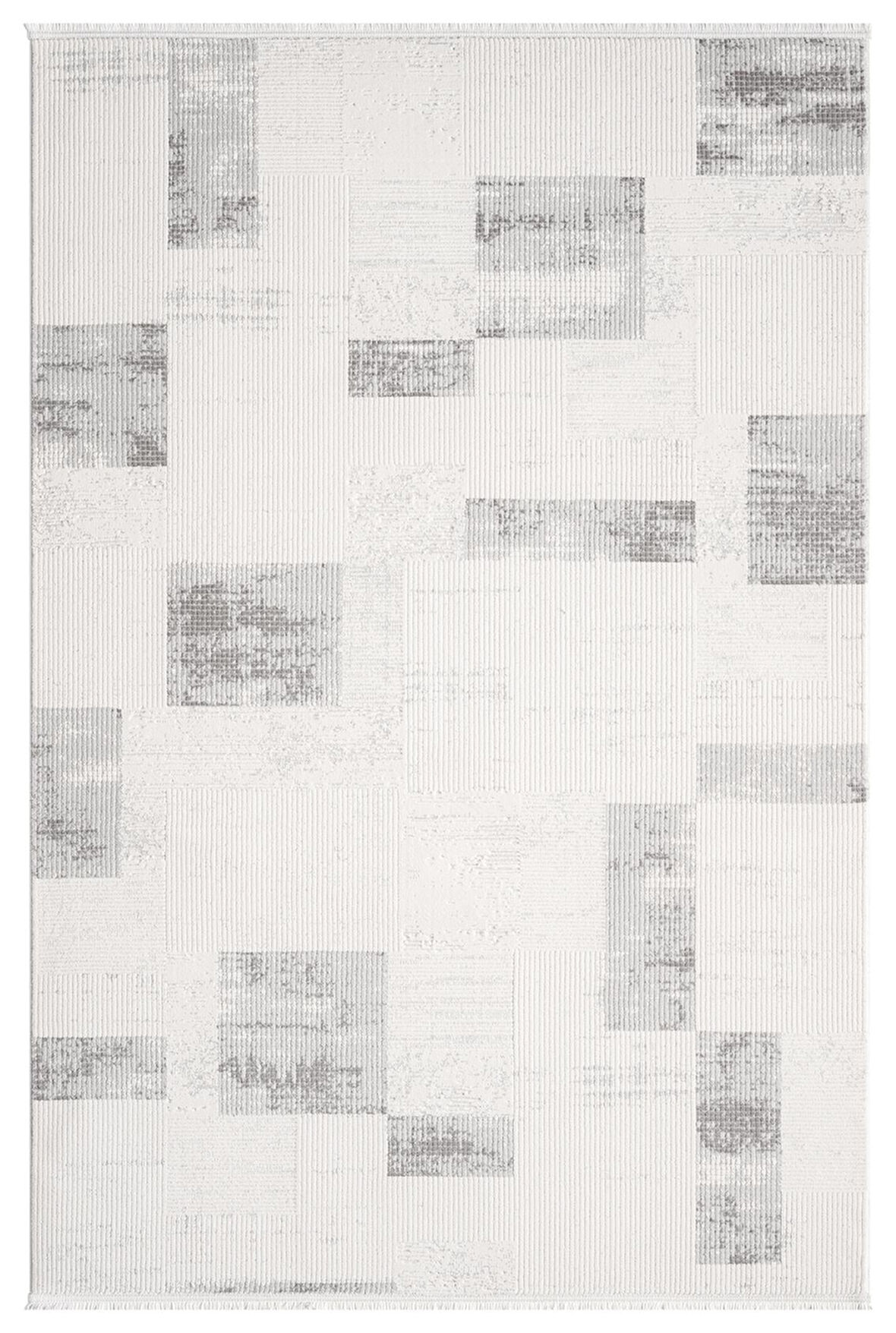 Truva Tv035g Krem Rengi Halı Gri Geometrik Detaylı Akrilik Yumuşak Modern Salon Halısı