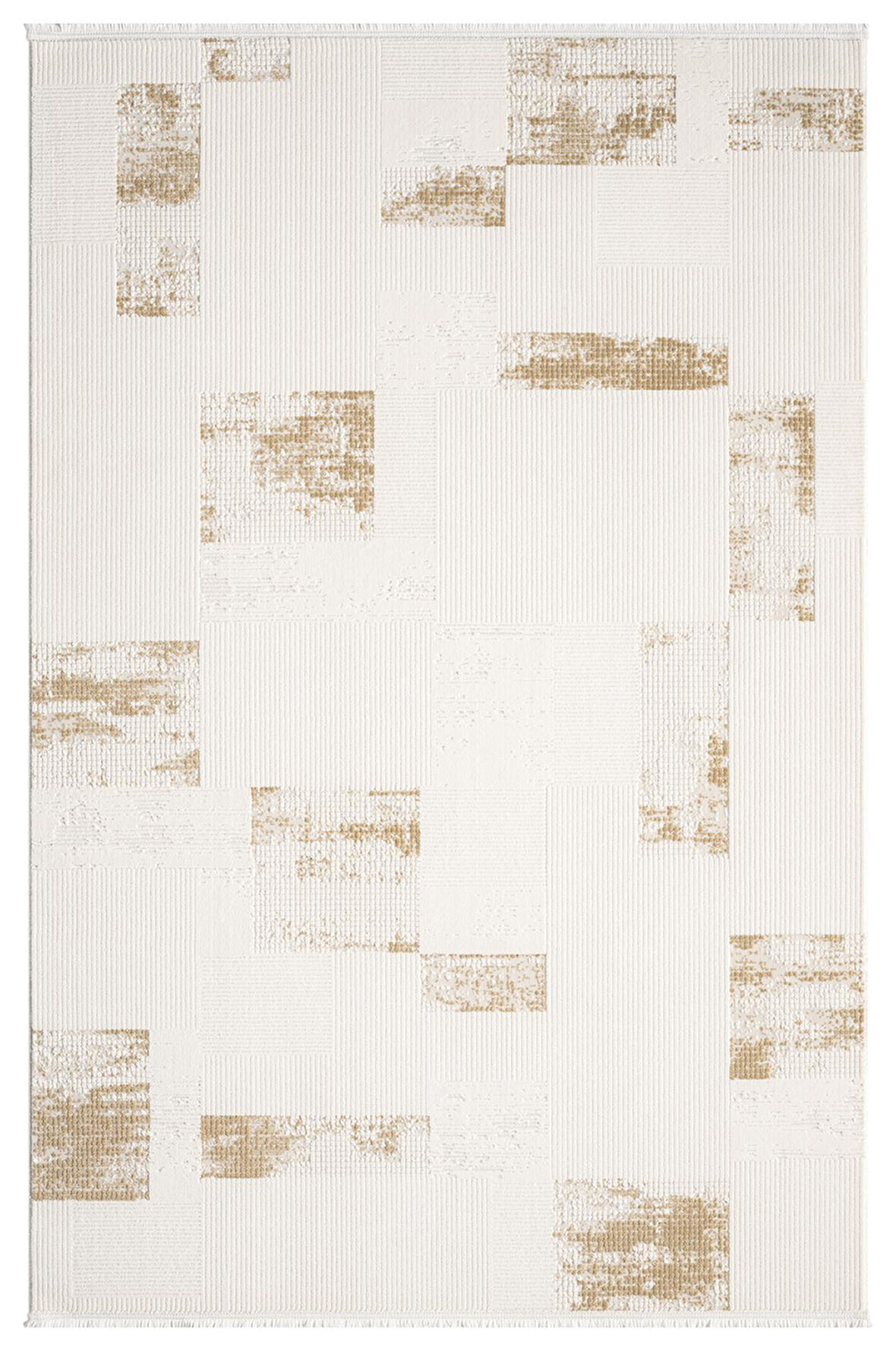 Truva Tv035s Krem Rengi Halı Gold Geometrik Detaylı Akrilik Yumuşak Modern Salon Halısı