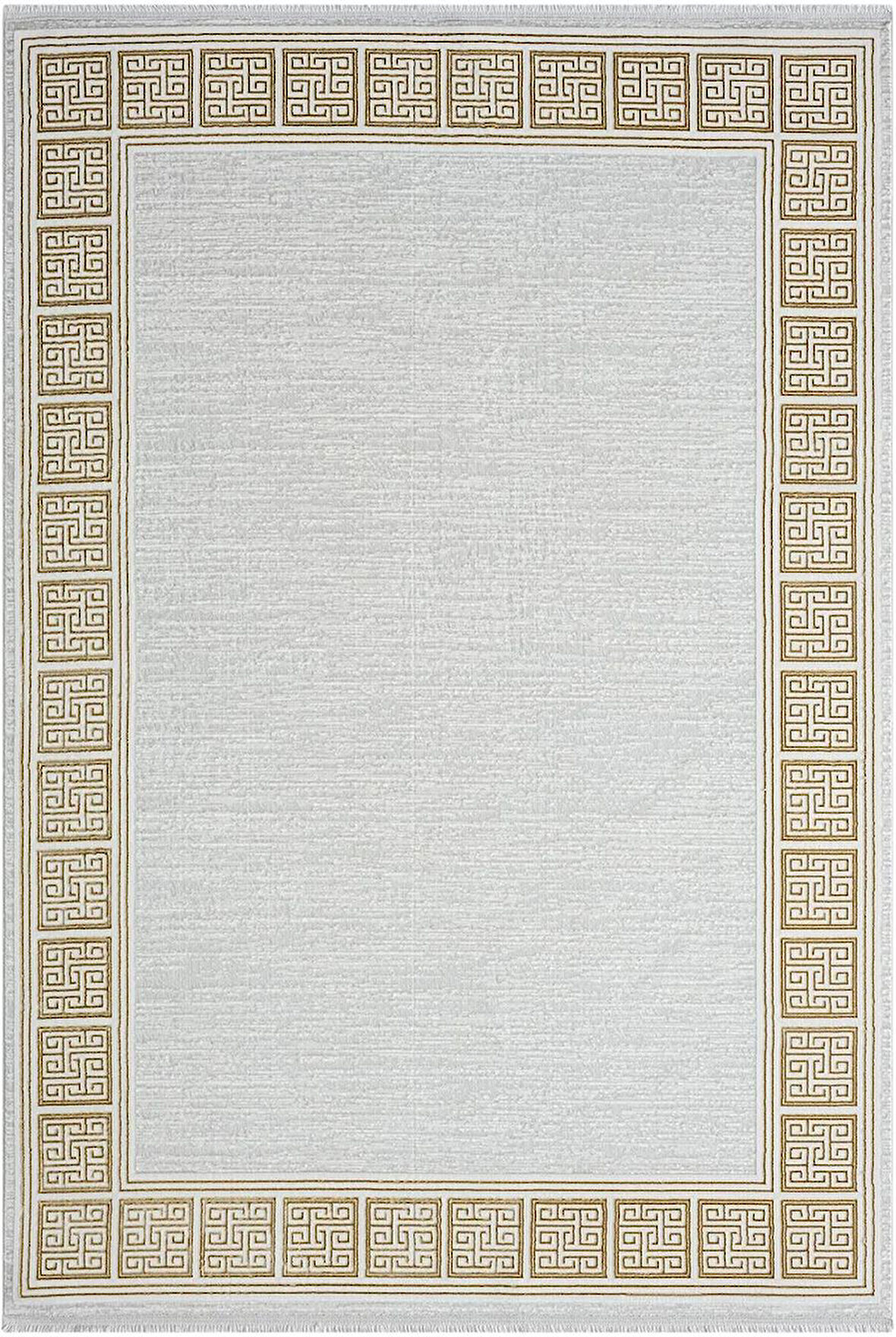 Zenith Zn002a Gri Halı Gold Kenar Çerçeveli Modern Parlak Yumuşak Kadife Ince Antialerjik Salon