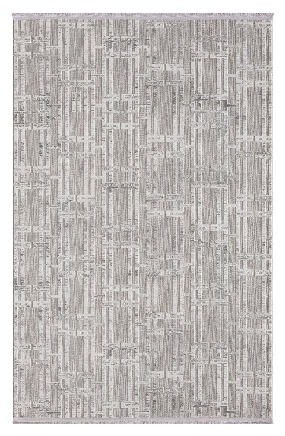 Sümer Sm007a Gri Halı Geometrik Desen Dekoratif Modern Tozuyok Antialerjik Salon Yatak Odası Koridor