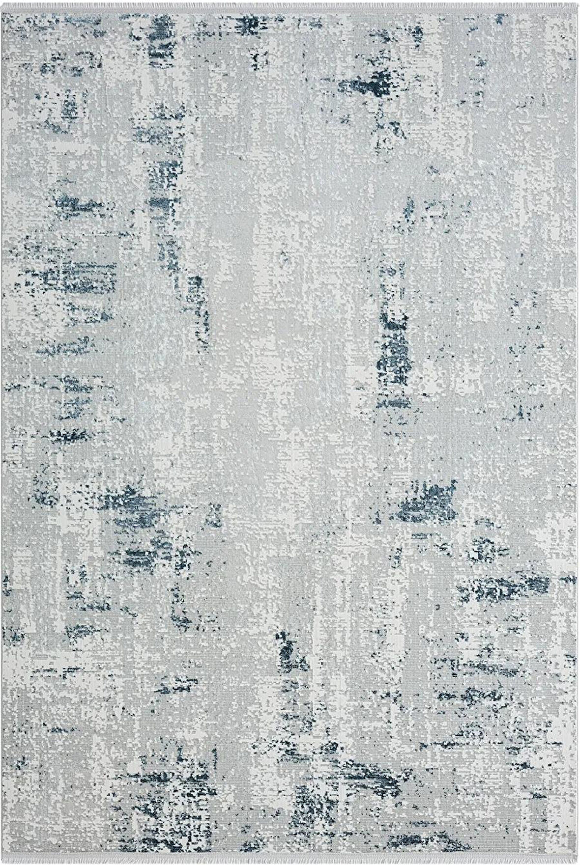 Zenith Zn008a Gri Halı Lacivert Detaylı Modern Yumuşak Kadife Ince Antialerjik Salon Koridor Halısı