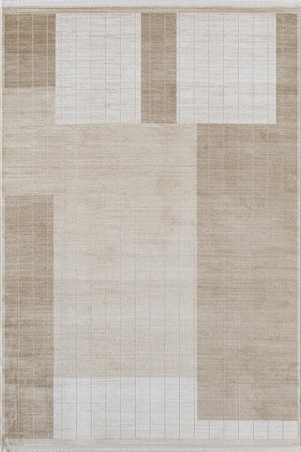 Merit MR008A Krem Halı Vizon Geometrik Desenli İnce Yumuşak Akrilik Modern Salon Oturma Odası Halısı