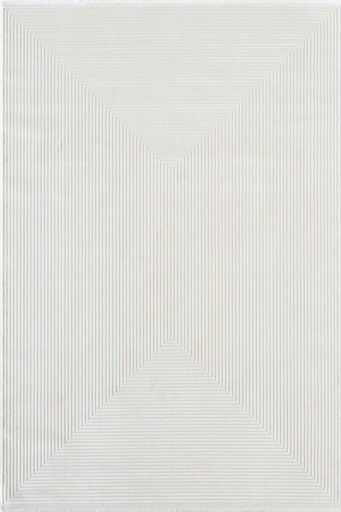 Merit MR009A Krem Halı Geometrik Detaylı İnce Yumuşak Akrilik Modern Salon Oturma Odası Halısı