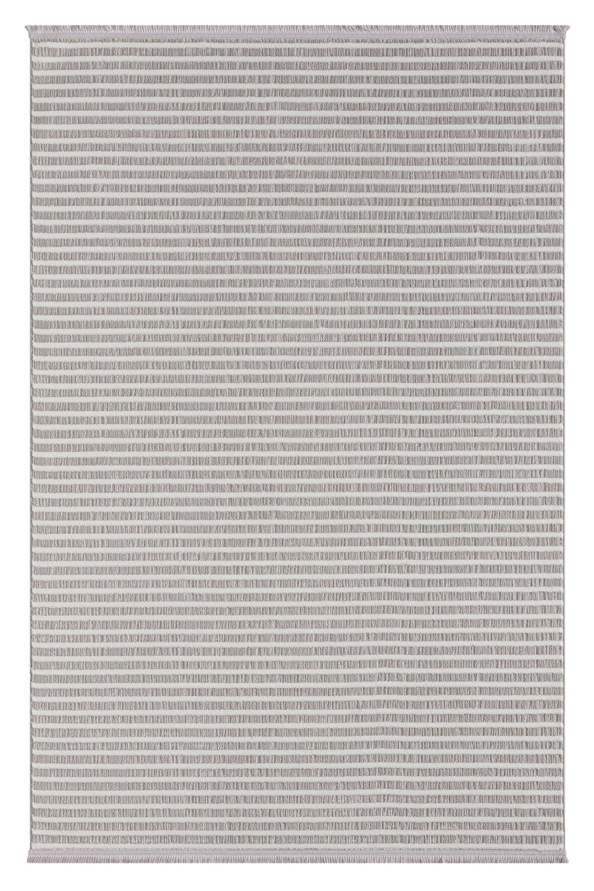 Sümer Sm008a Gri Beyaz Çizgi Desen Halı Dekoratif Modern Tozuyok Antialerjik Salon Halısı Koridor