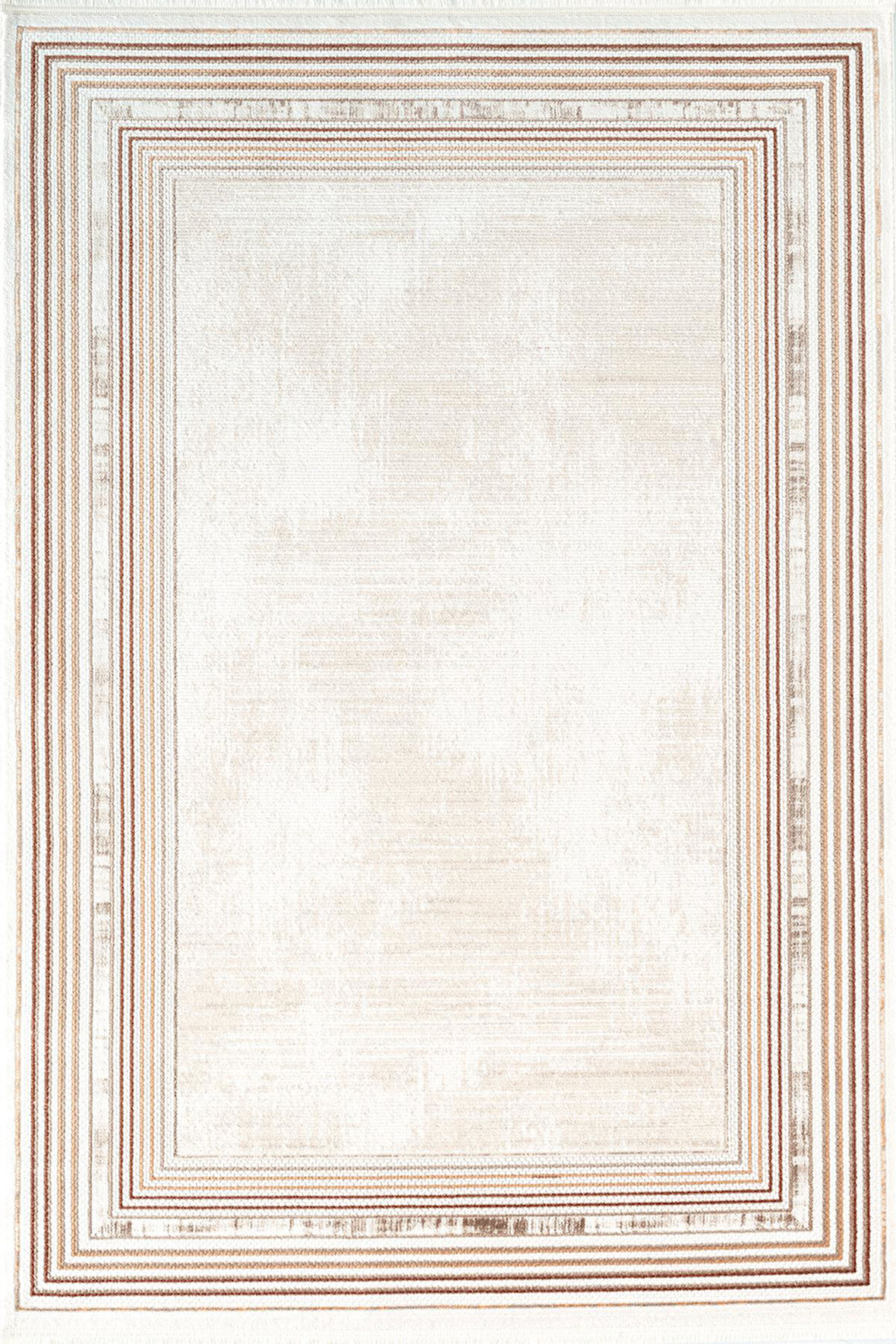 İndigo ID005T Krem Bej Klasik Çerçeveli Desen Akrilik İplik Tozuaz Pamuk Taban Salon Mutfak Halısı