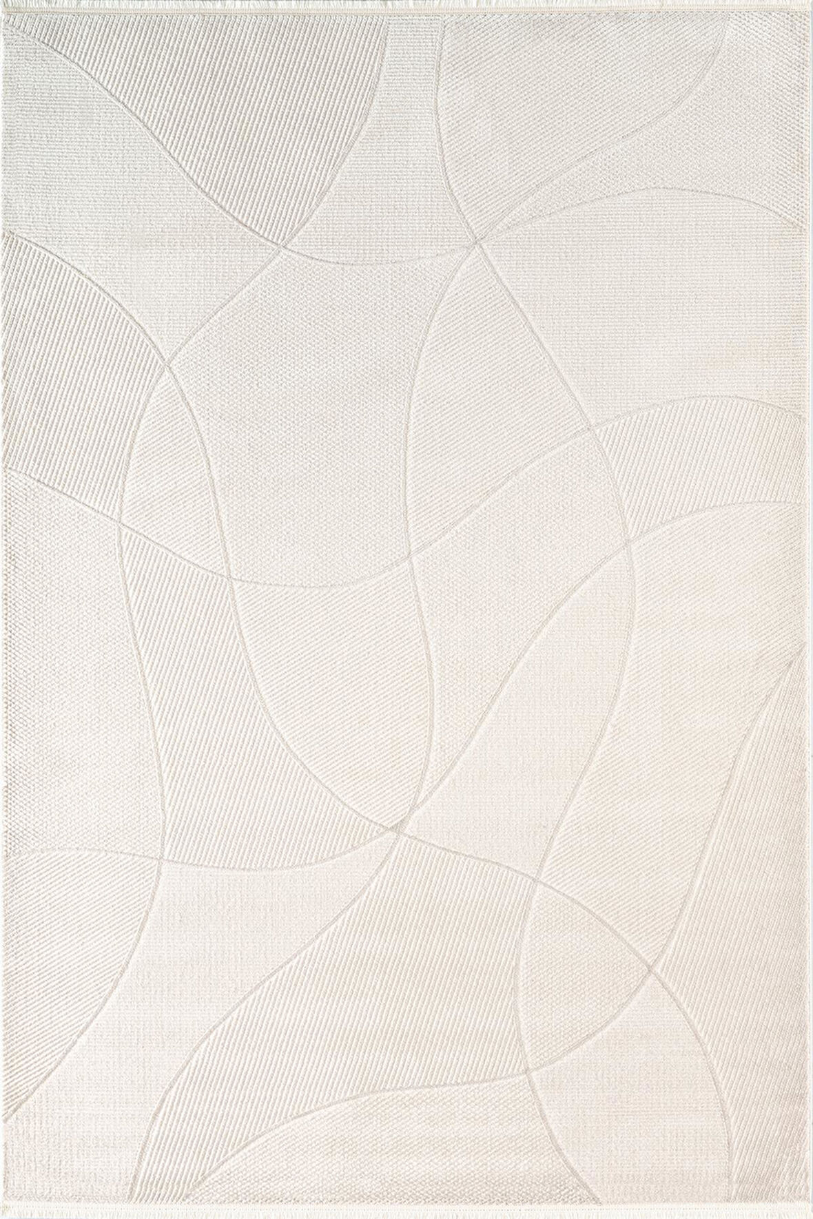 İndigo ID007W Beyaz Modern Desen Akrilik İplik Tozuaz Pamuk Taban Salon Mutfak Halısı