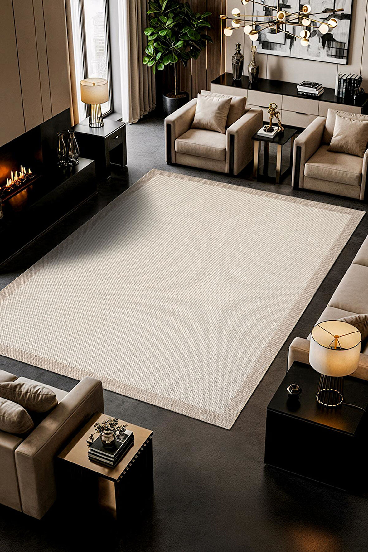 Zeen ZE002W Sisal Bej Beyaz Kolay Temizlenebilir Makinede Yıkanabilir Mutfak Halısı Pamuk Taban