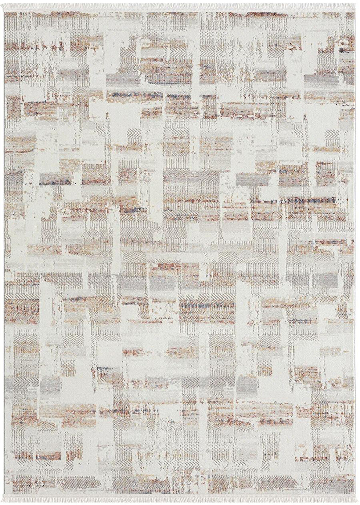 Lotus 8576 Gri Halı Renkli Detay Modern Desenli İnce Akrilik Tozuaz Salon Halısı Yatak Odası Koridor