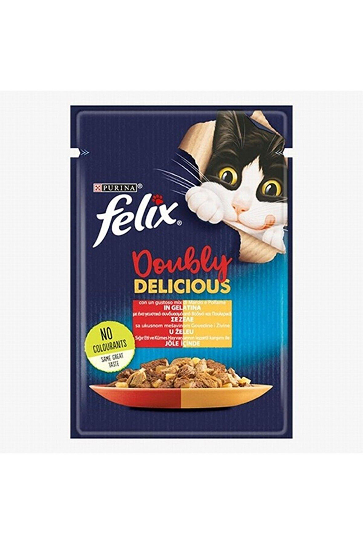 Felix Pouch Çifte Lezzet Sığır Etli Ve Tavuklu Yetişkin Kedi Konservesi 12 Adet 85 gr