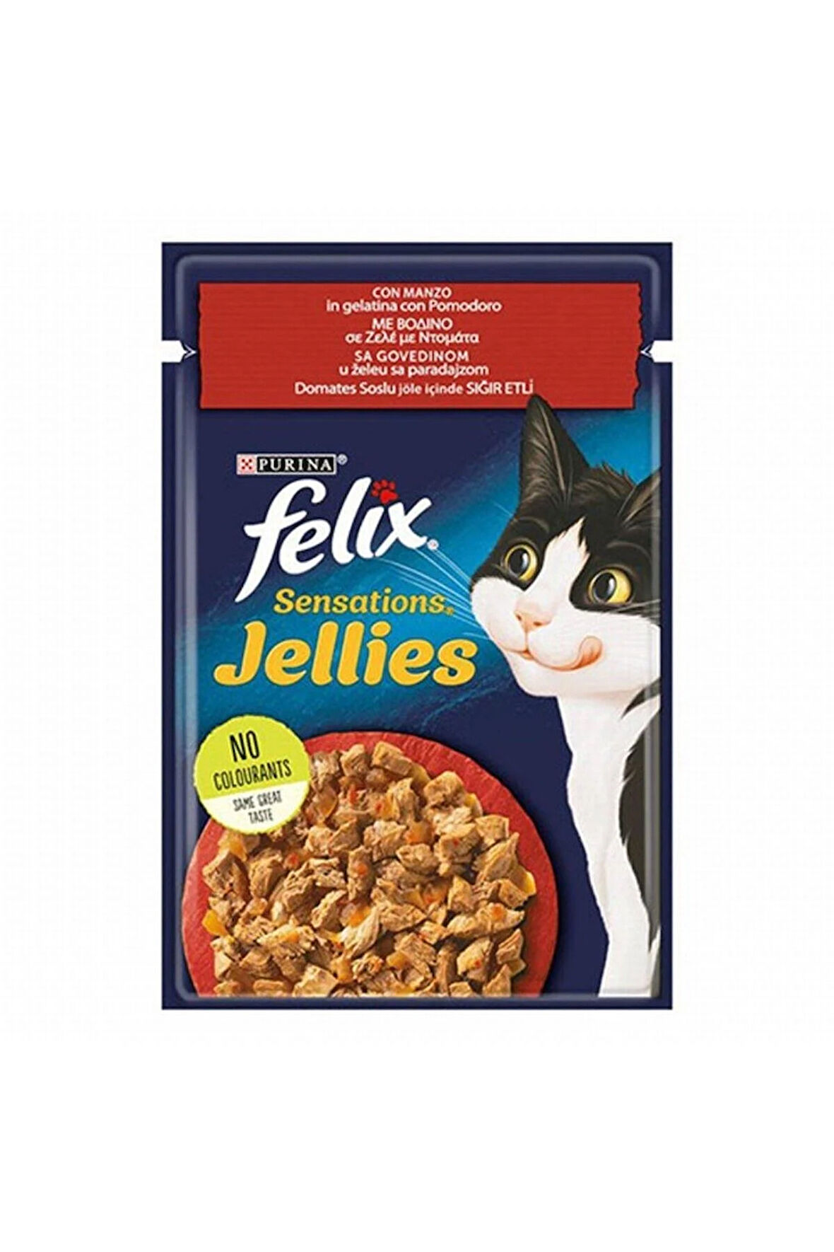 Felix Pouch Sensation Jellies Sığır Etli Ve Domatesli Yetişkin Kedi Konservesi 12 Adet 85 gr