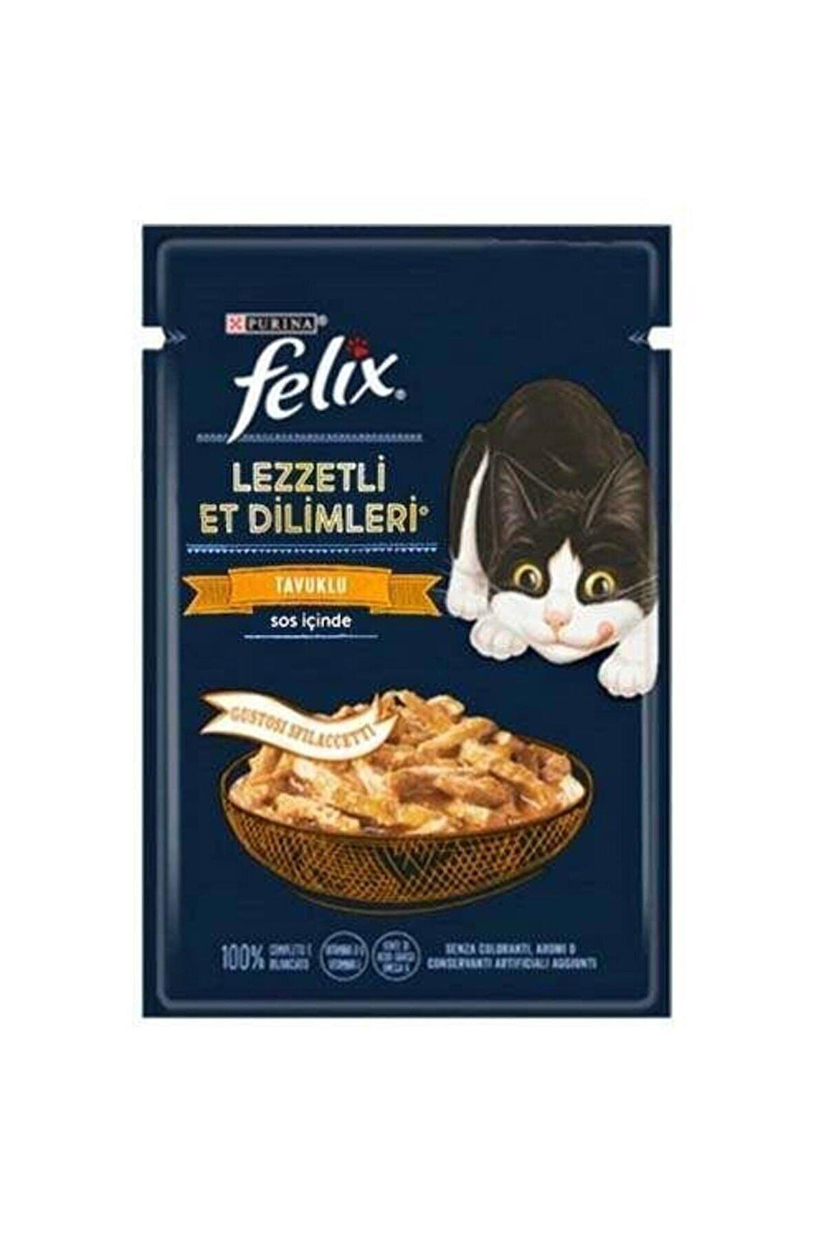 Felix Lezzetli Et Dilimleri Tavuklu Yetişkin Yaş Kedi Maması 85gr X 26 Adet