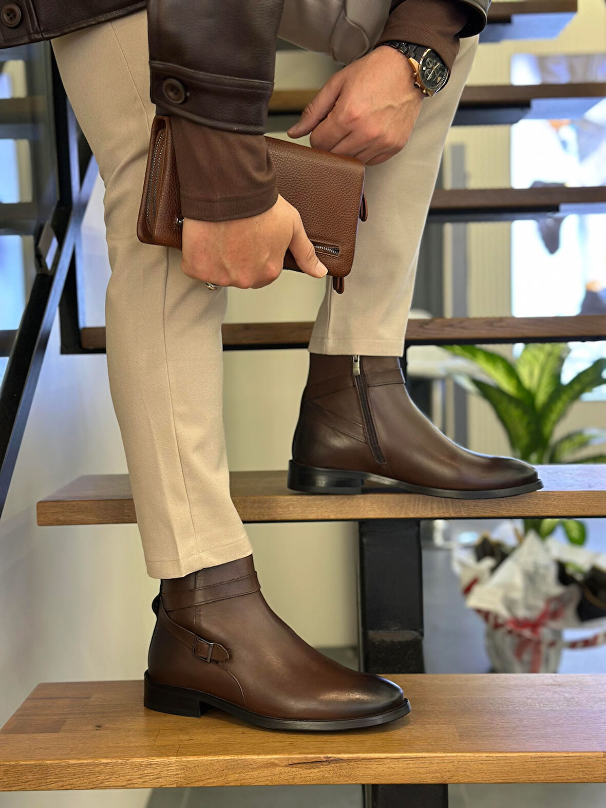 LFR-P8001 DERI MERDANE DERİ BOT Kahve