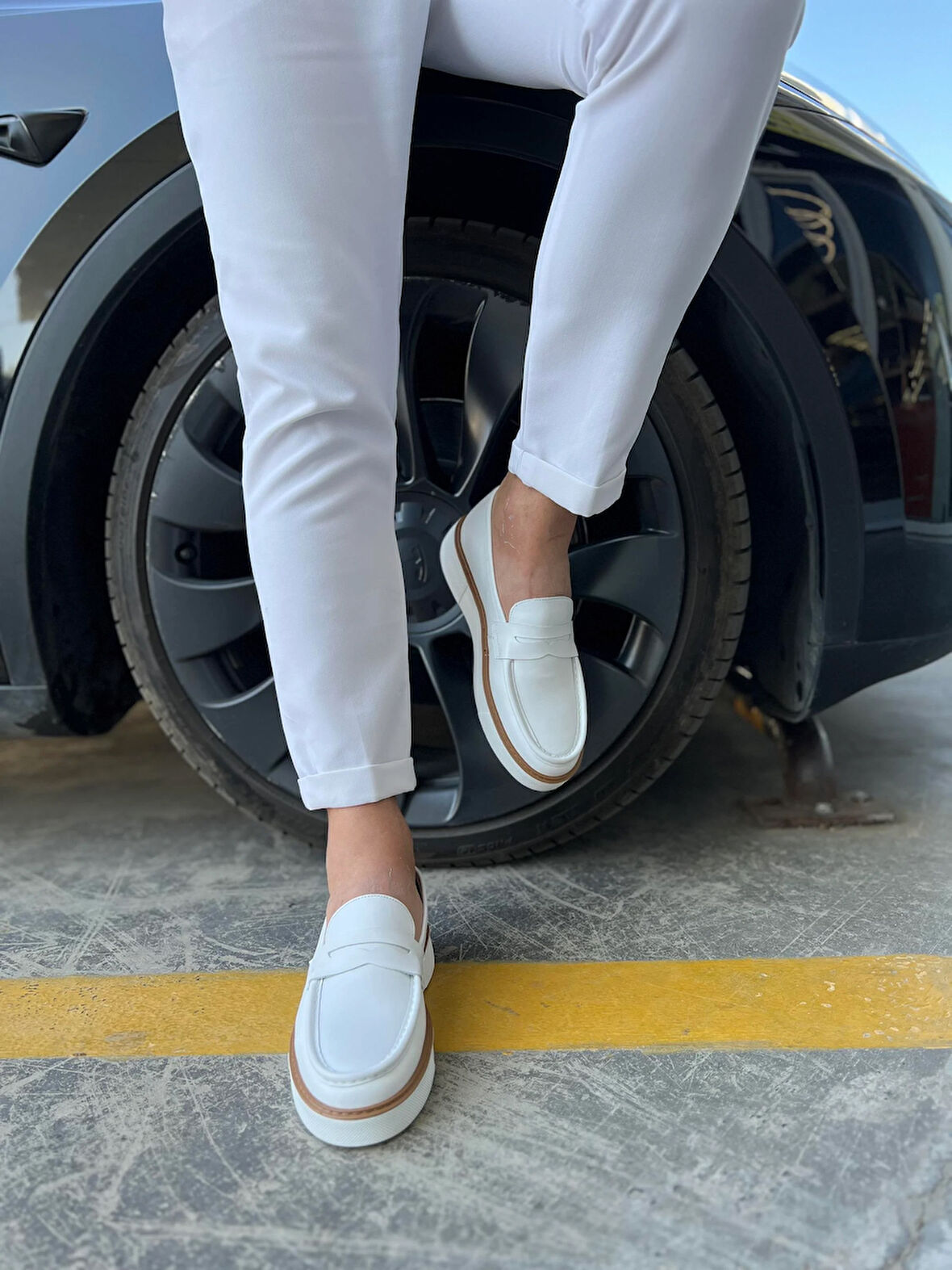 LFR-F083-1 DERI MERDANE AYAKKABI Beyaz