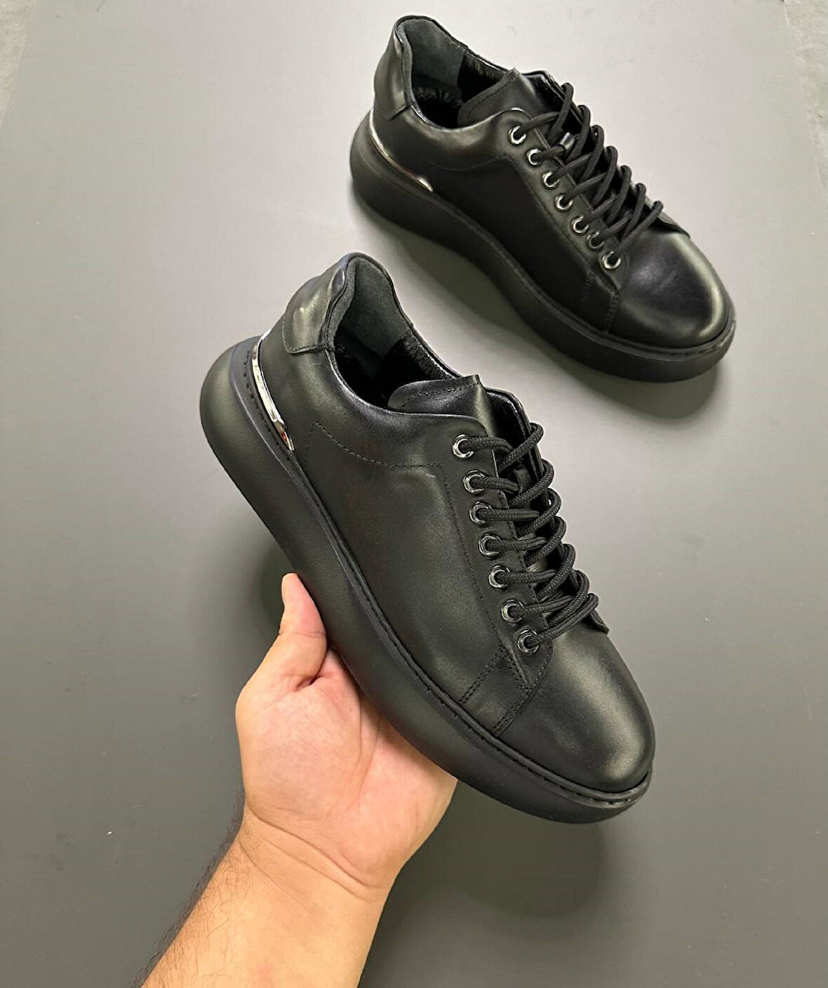 LFR-7039-1 DERI MERDANE AYAKKABI SIYAH T