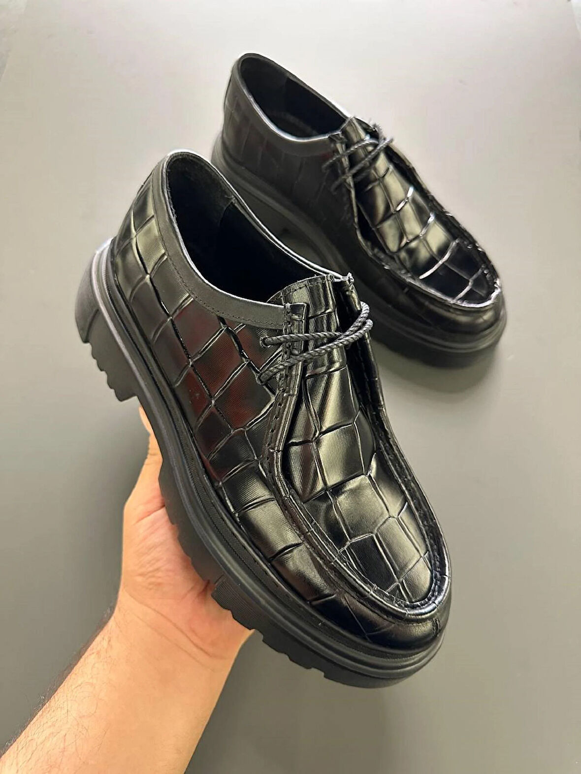 Serhat Özköroğlu - Siyah Kroko Sneakers Siyah