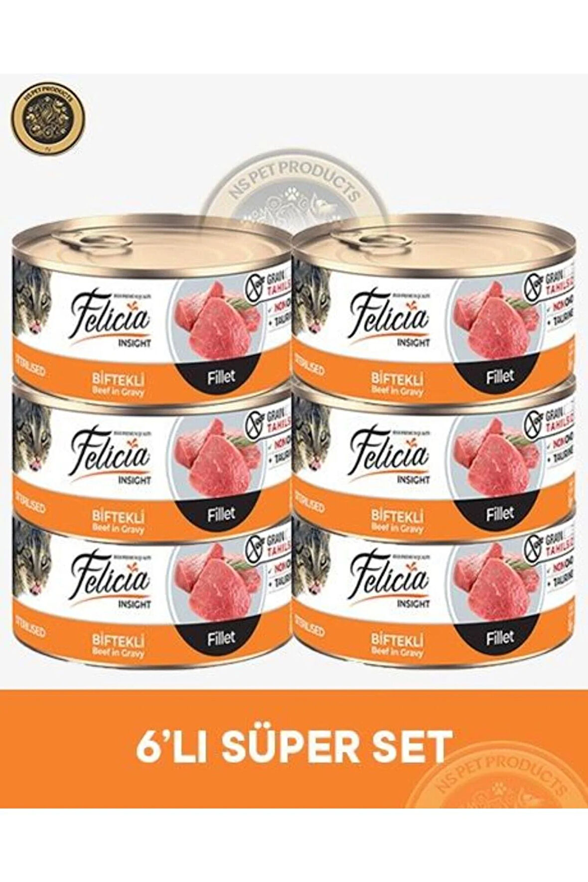 Kısırlaştırılmış Biftekli Fileto Yetişkin Kedi Konservesi 6x85gr