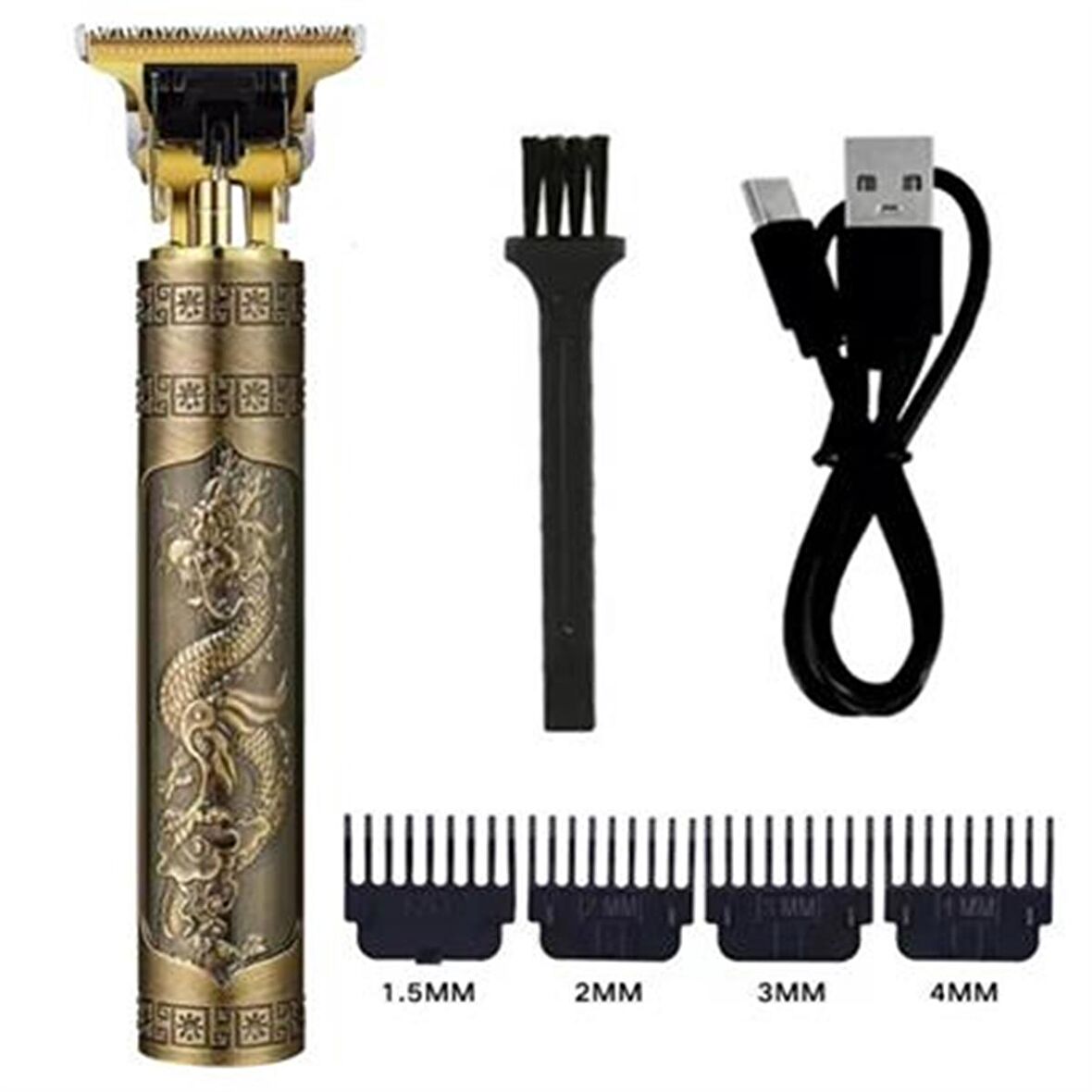Ofüm Vintage Görünümlü Güçlü 4 Farklı Başlıklı Usb Şarjlı Manuel Tıraş Makinesi