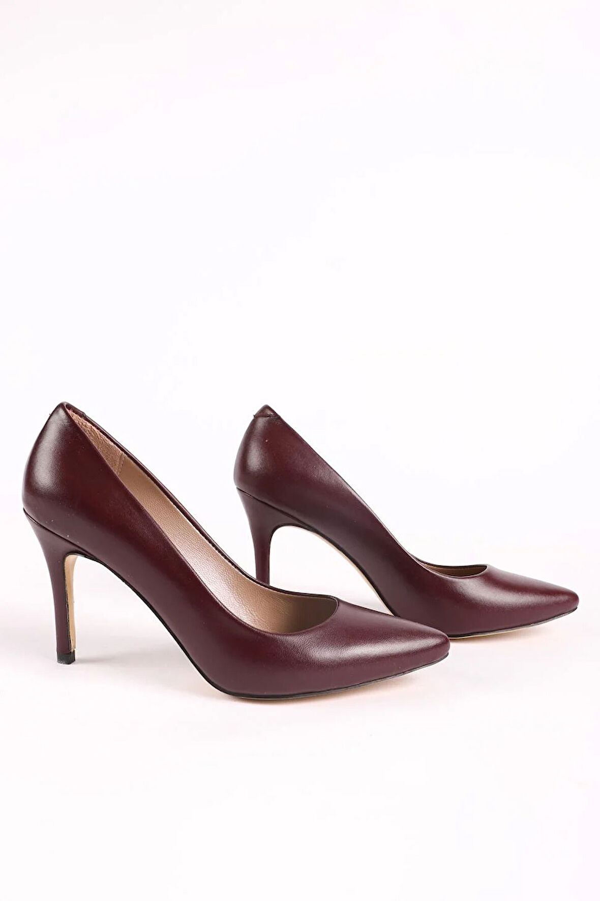 Kadın Hakiki Deri Stiletto Bordo