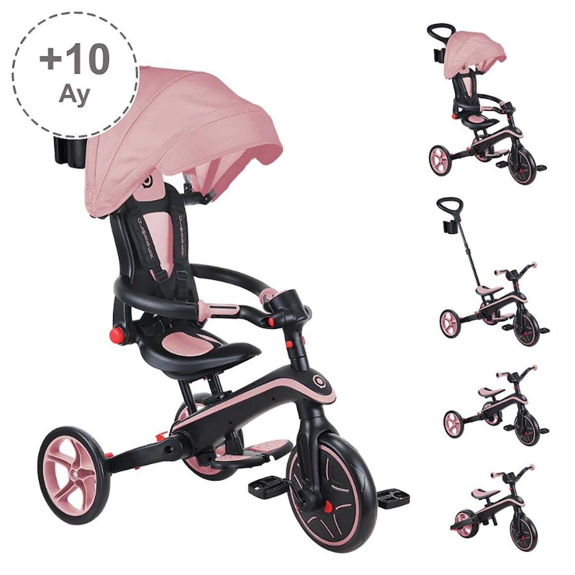 Globber Explorer 4in1 Katlanabilir Bisiklet - Koyu Pastel Pembe