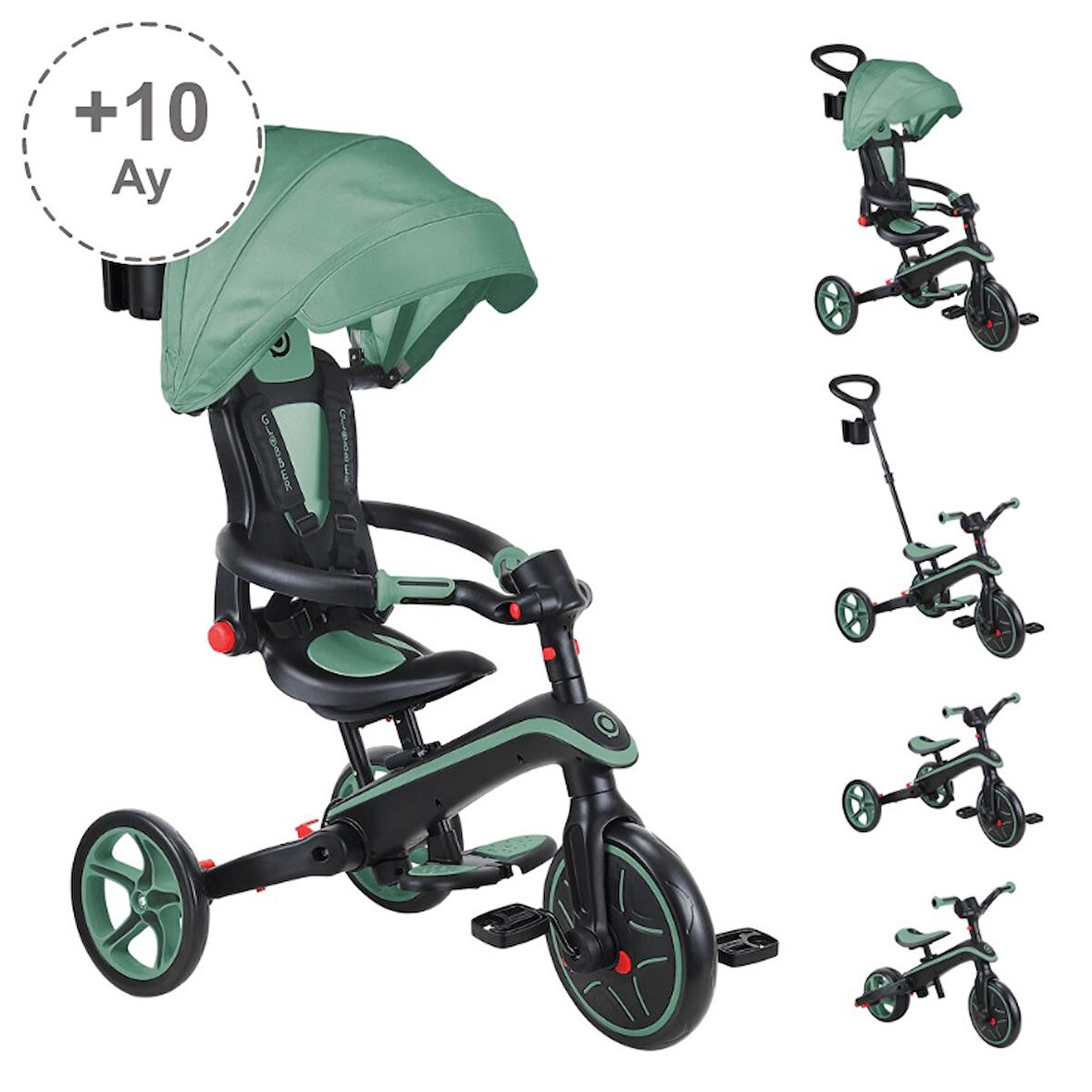 Globber Explorer 4in1 Katlanabilir Bisiklet - Zeytin Yeşili