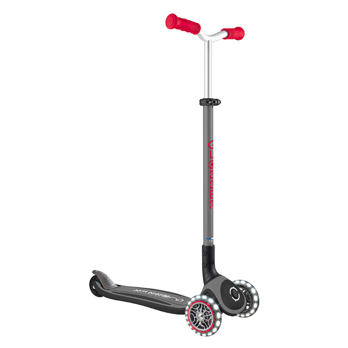 Globber Master Işıklı Katlanabilir Scooter - Kırmızı / Siyah