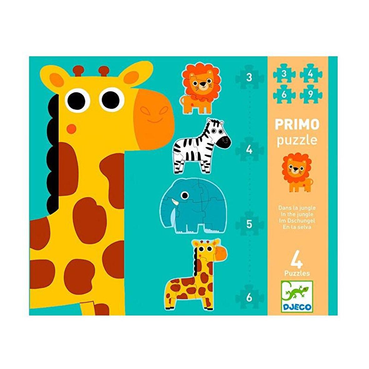 Djeco İlerleyen Puzzle - In The Jungle - 3,4,6,9 Pcs