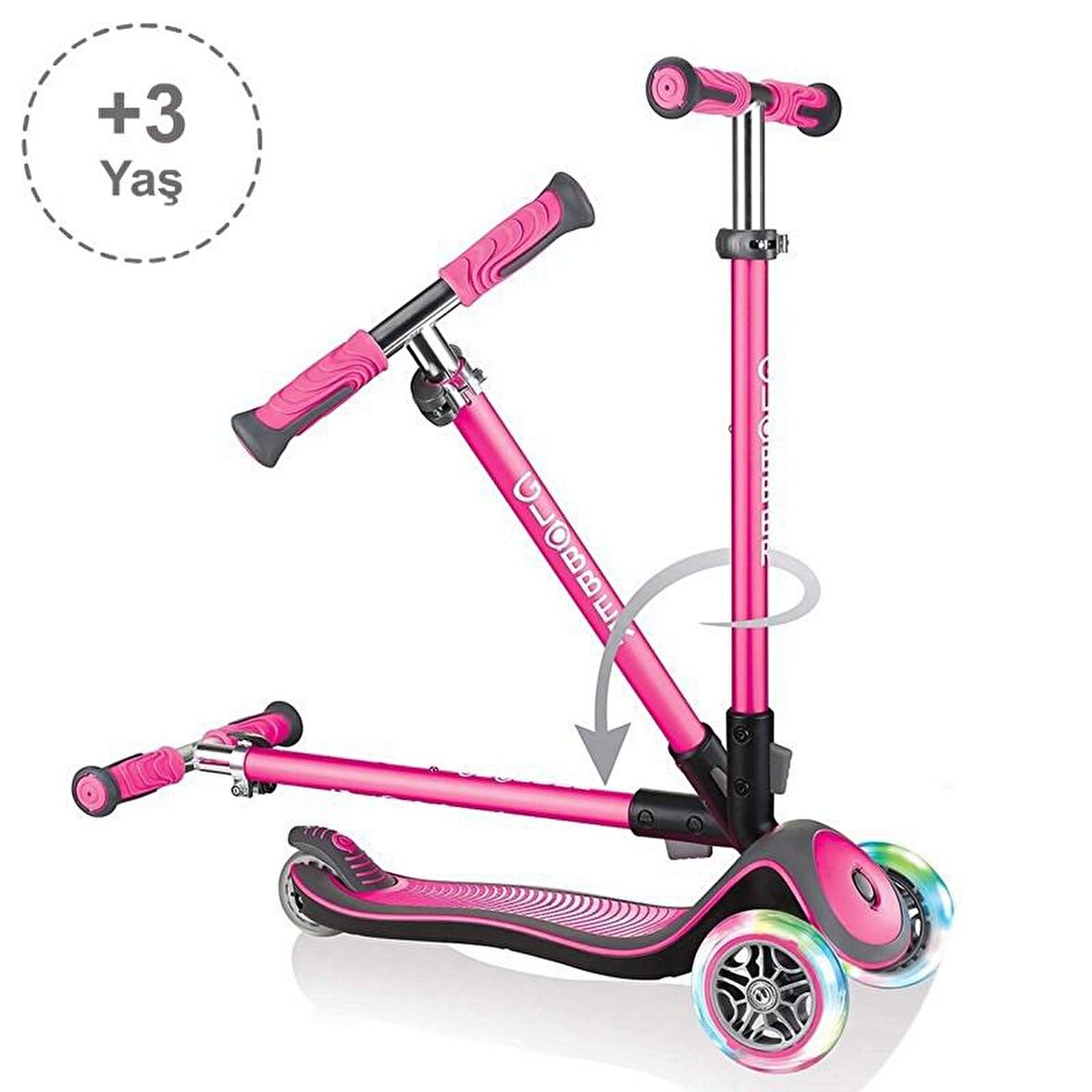 Globber Elite Deluxe Işıklı Scooter - Pembe