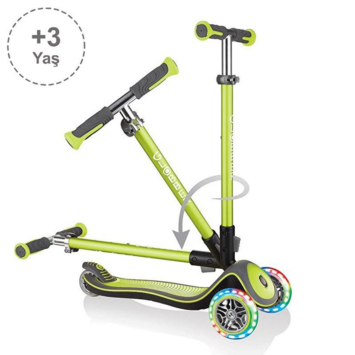 Globber Elite Deluxe Işıklı Scooter - Yeşil