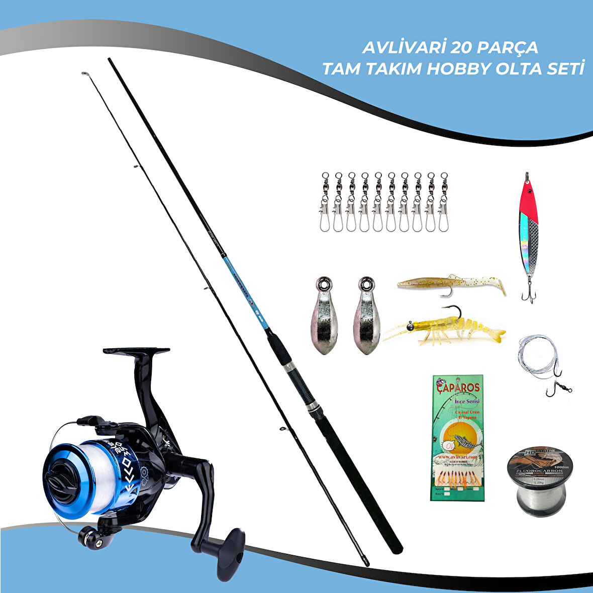 Okuma G-Power Spin 9' 270cm 7-35 gr 2 Parça Spin Kamışı ve Avlivari Ecco 3000 Spin Olta Makinesi Tam Takım Kıyı Hobi Olta Seti