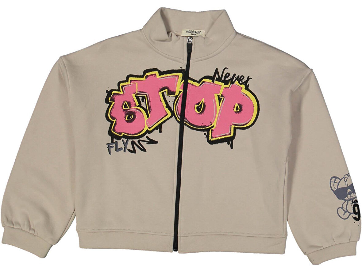 KIZ 6/9 YAŞ STOP BASKILI FERMUARLI SWEAT HIRKA