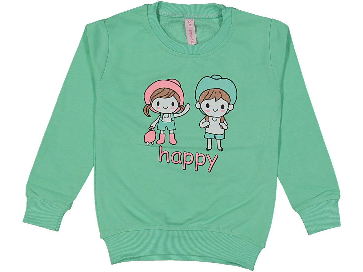 KIZ 3/7 YAŞ HAPPY ARKADAŞ BASKILI SWEAT 