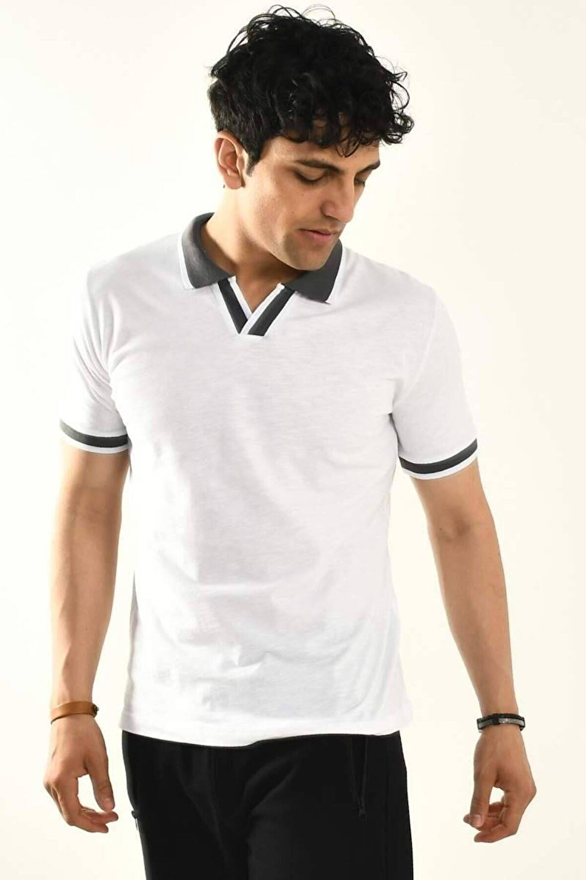 Siyah Polo Yaka T-shirt 12729