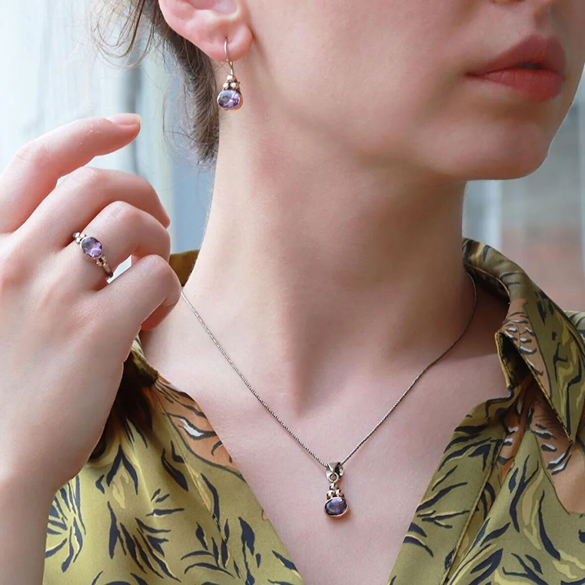 Ametist Taşlı Otantik Set