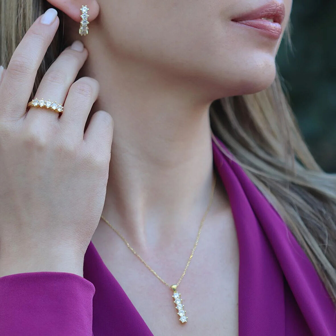 Beştaş Modeli Gold Kaplama Gümüş Takım