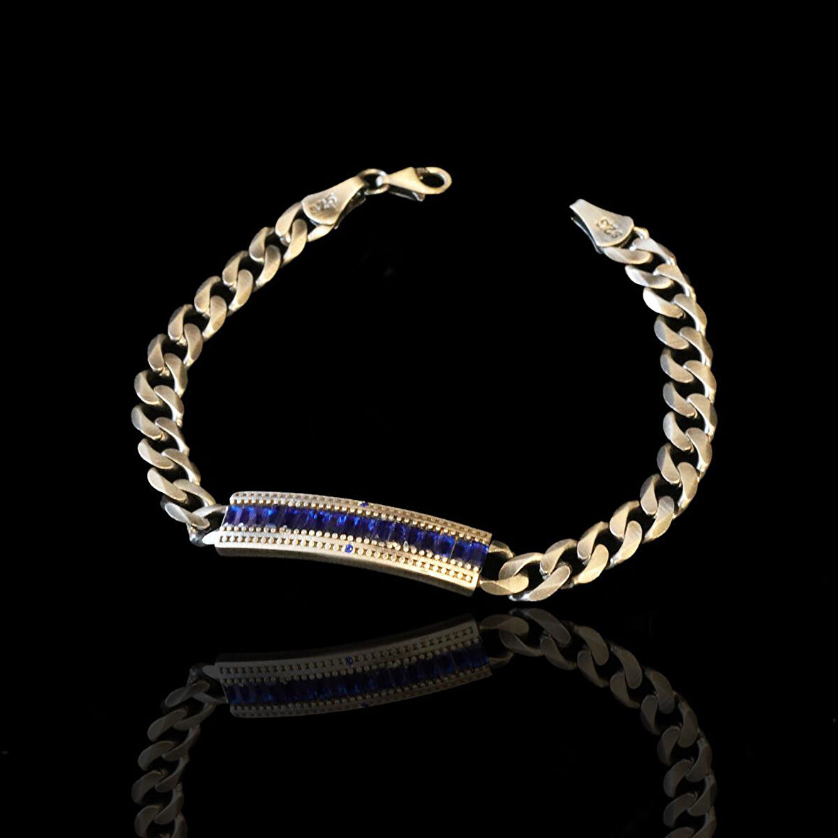 Baget Taşlı Plaka Gurmet Erkek Bileklik